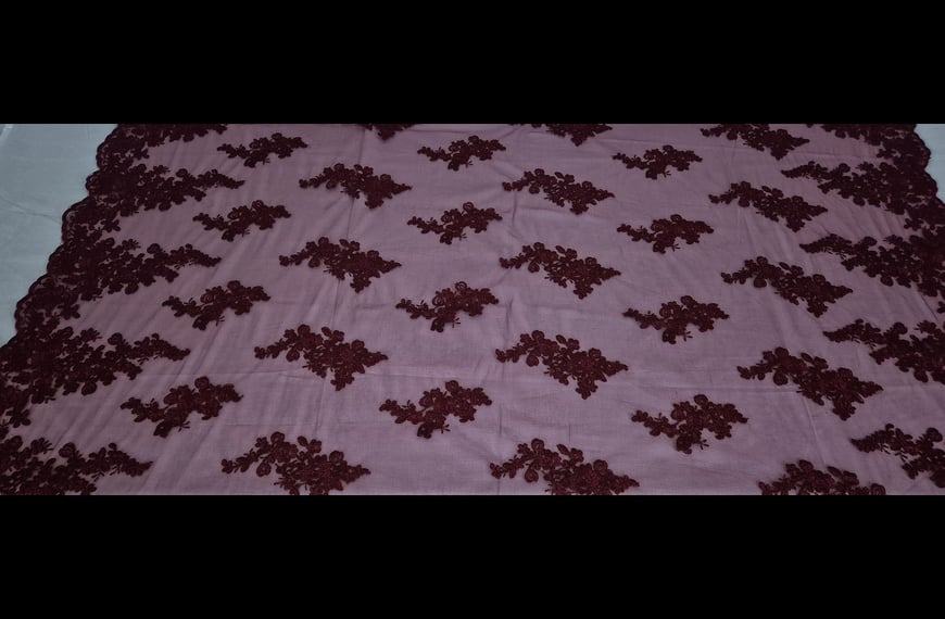 Lace Corded with Bouquets 100% Polyester Single-Colored - 130cm